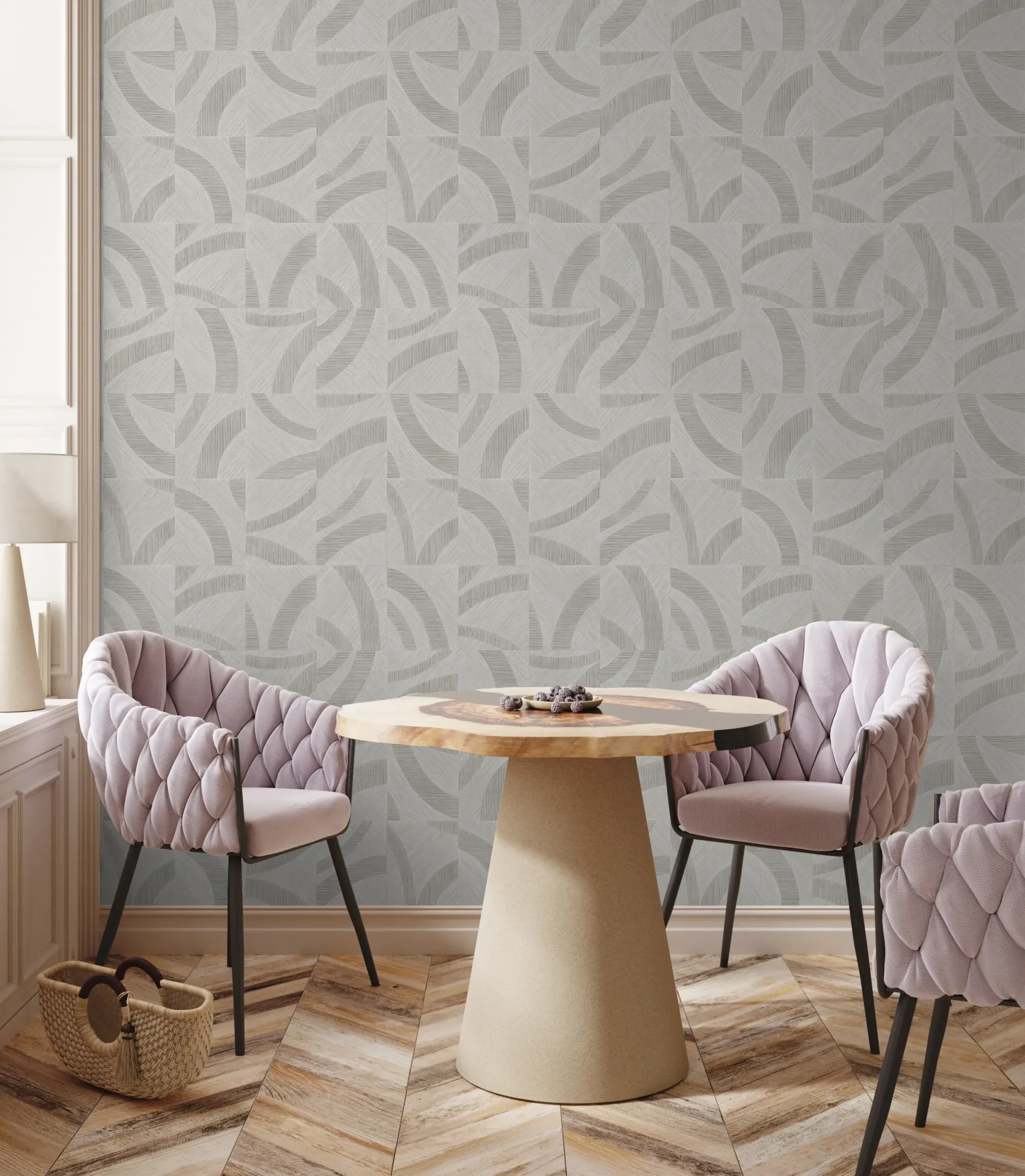 Gray Embossed Wallpaper – Textured Glittering (24101-3)